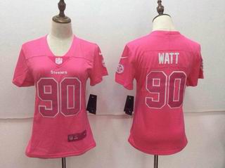 women nike nfl steelers #90 WATT pink jersey