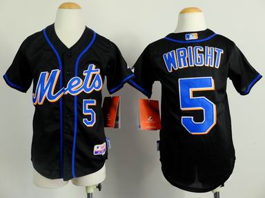 youth mlb new york mets 5 wright black jersey