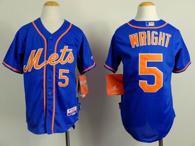 youth mlb new york mets 5 wright blue jersey