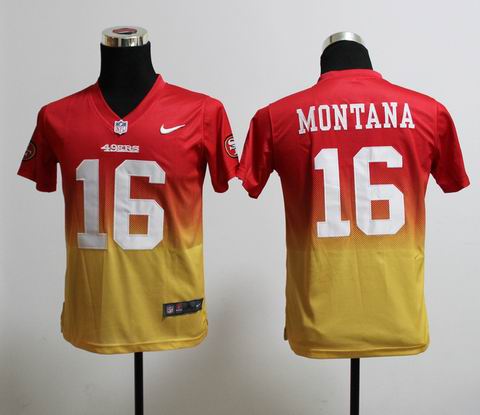youth nfl 49ers 16 Montana Drift Fashion II red yellow Jersey