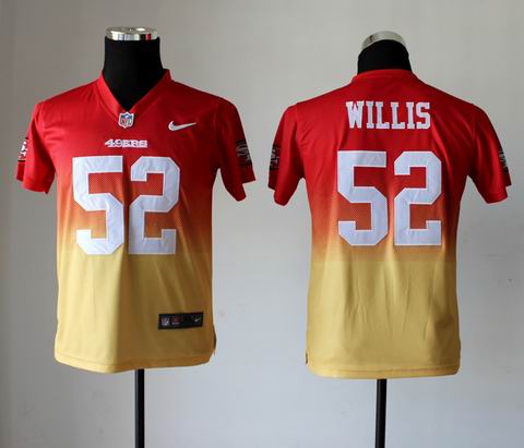 youth nfl 49ers 52 willis Drift Fashion II red yellow Jersey