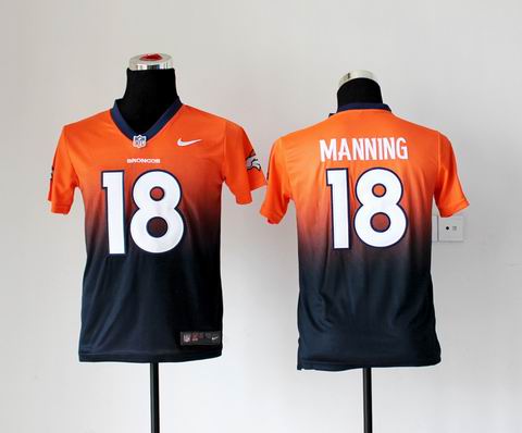 youth nfl Broncos 18 Manning Drift Fashion II orange blue Jersey