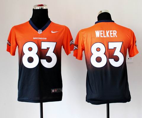 youth nfl Broncos 83 Welker Drift Fashion II orange blue Jersey