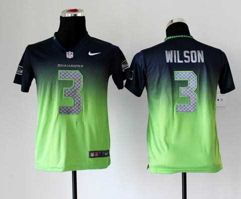 youth nfl Seahawks 3 Wilson Drift Fashion II blue green Jersey