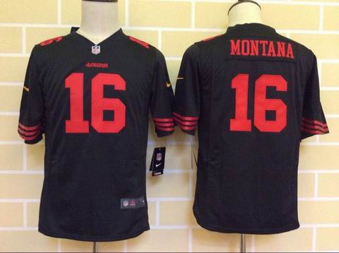 youth nike nfl 49ers #16 Montana black jersey