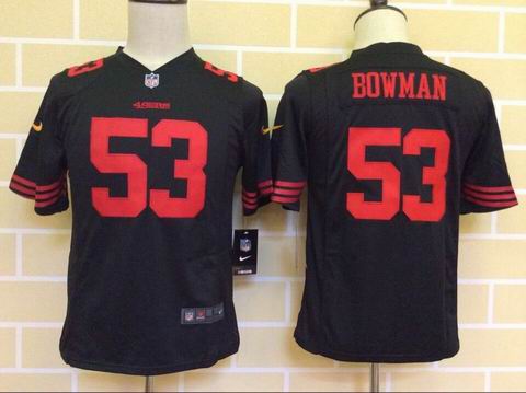 youth nike nfl 49ers #53 Bowman black jersey