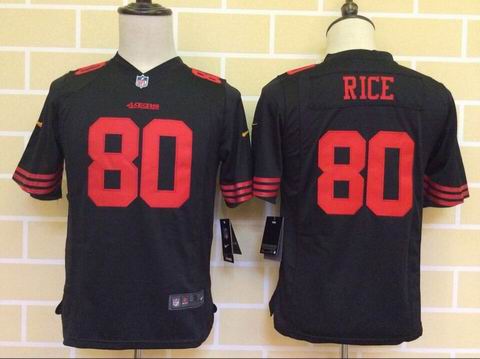 youth nike nfl 49ers #80 Rice black jersey